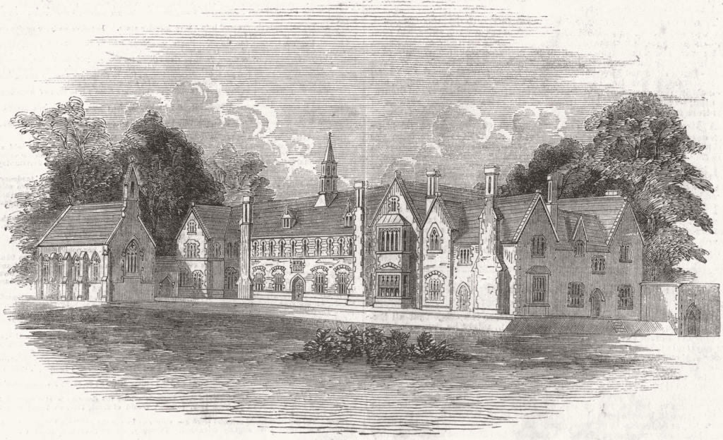 DEVON. Diocesan Training College, founded, Exeter,  1853 old antique print